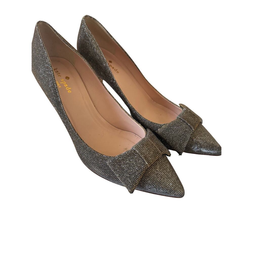 Kate Spade Womens Juliette Bow Toe Dress Pumps Sparkly Wedding Evening SIZE 7.5 - Picture 9 of 11